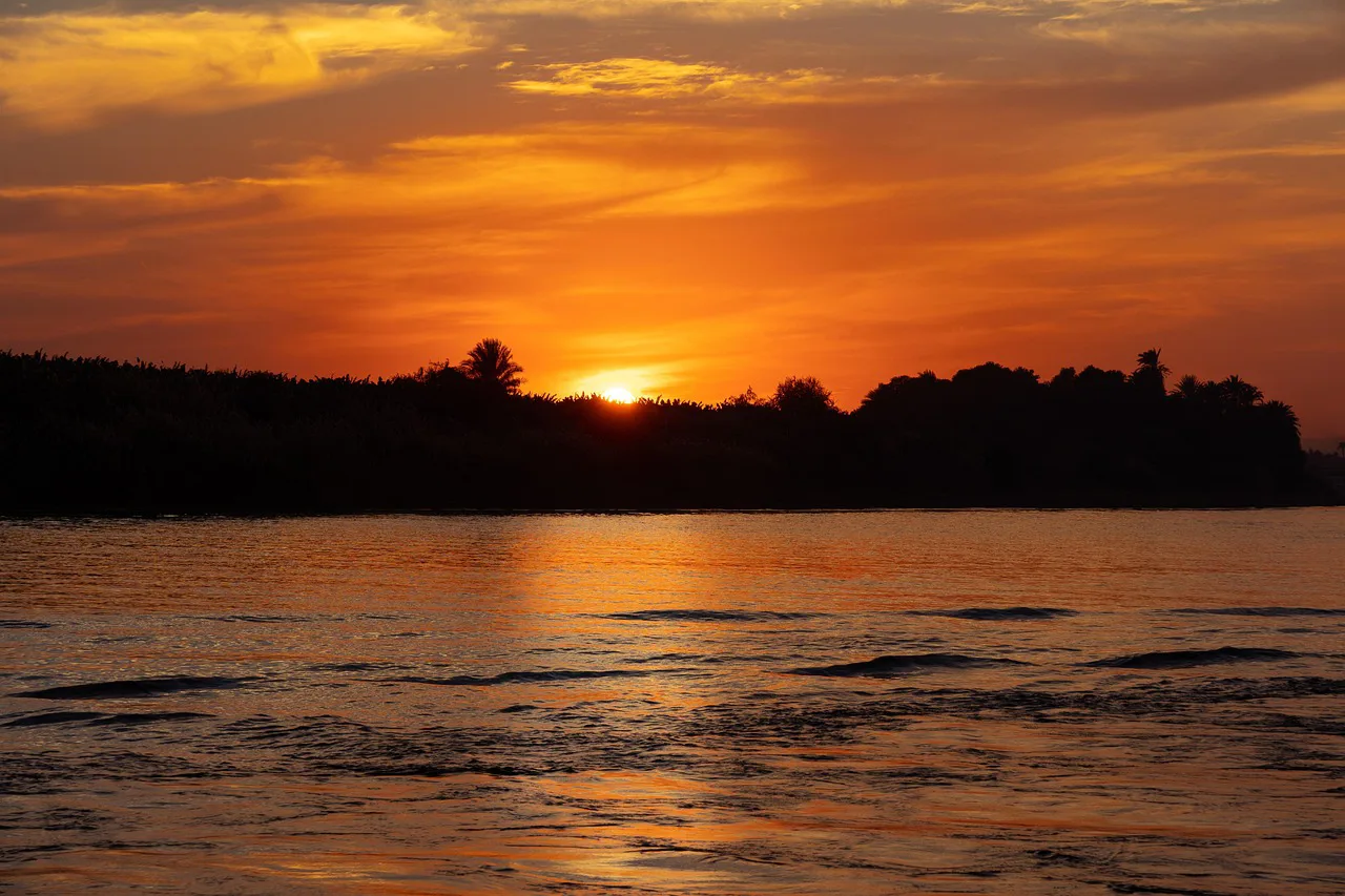 sunset, nile, water, nature, landscape, river